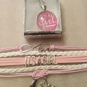 Its Girl Bracelet & Its A Girl Pendant Necklace
